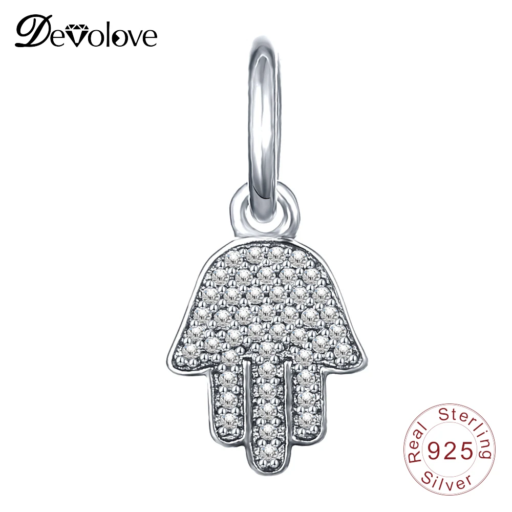 Devolove блестящие Висячие Подвески 925 Серебряный Модный Шарм Бусины Fit Pandora Браслеты