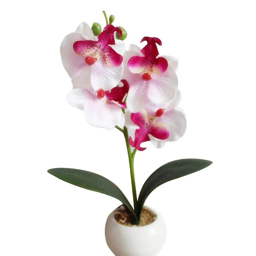 Artificial Phalaenopsis Plants Pot Plastic Flower Simulation for Home Decoration Ornament White | Дом и сад