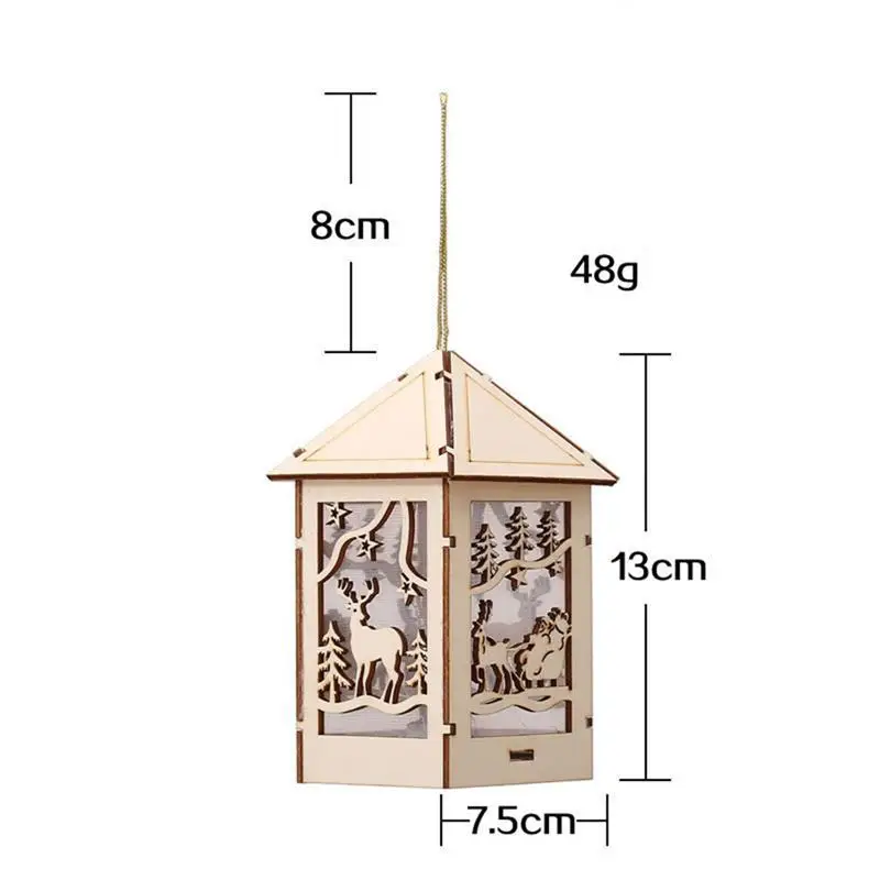 Christmas Tree Pendant Ornaments Wooden Lighted Cabin House for Xmas New Year Decoration | Дом и сад