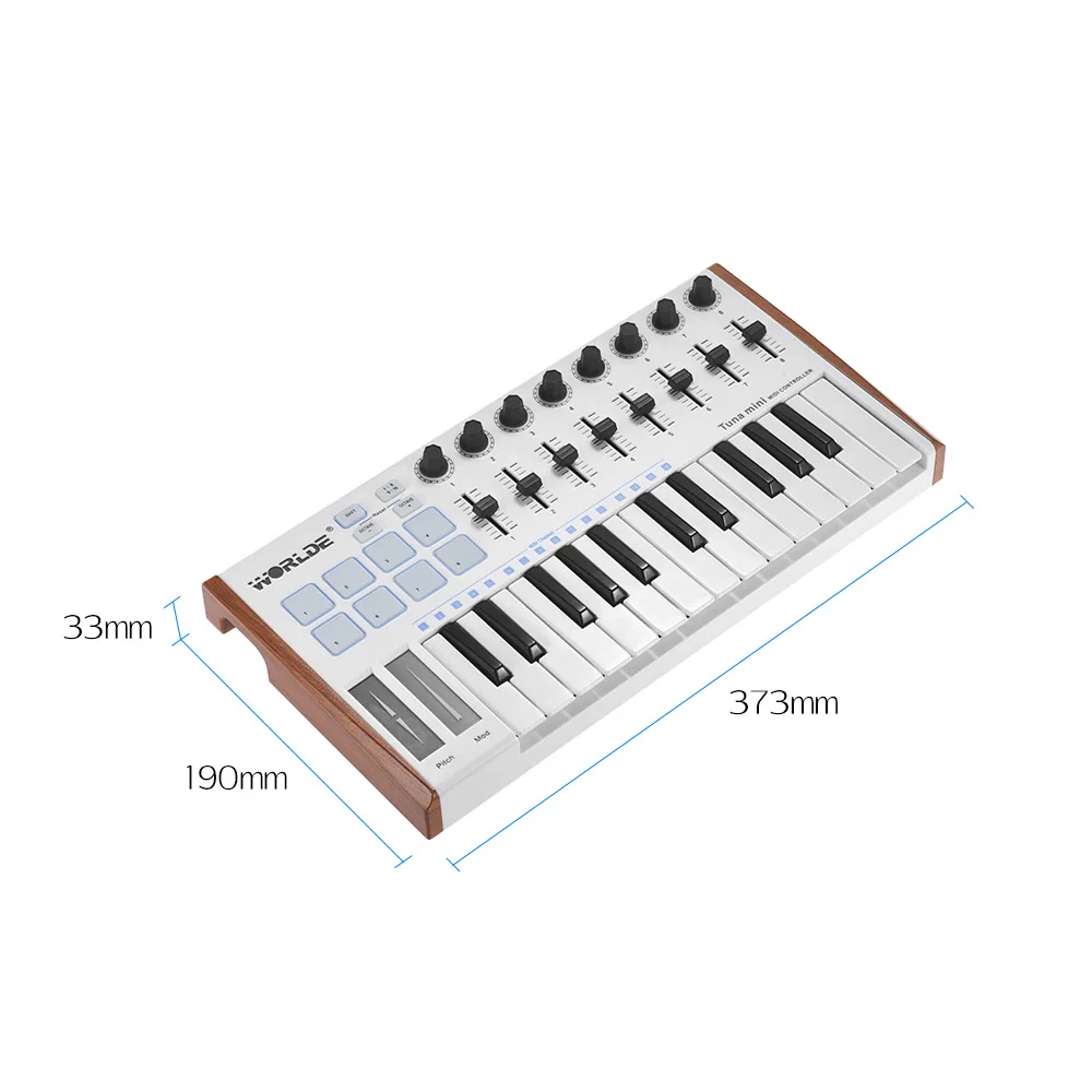 Тунец мини ультра Портативный 25 ключ USB MIDI контроллер клавиатуры 8 RGB подсветкой