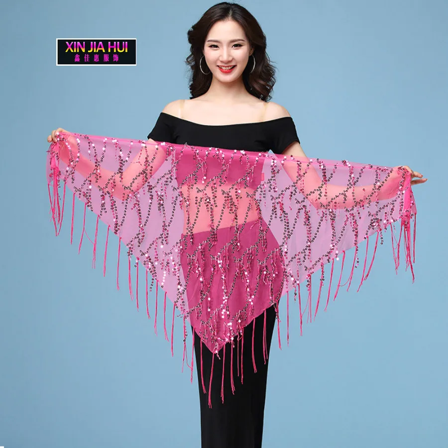 Triangle Piece Chain Scarf Waist Performance Practice Fashion Shiny Tassel Sequin Belly Dance Accessories Chinese Market Online |
