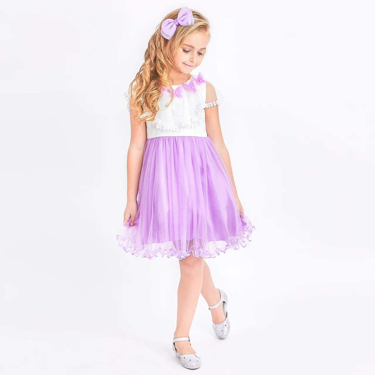 Sunny Fashion платья для девочек платье Цветок Девушка Платье Плащ-плащ Пурпурный