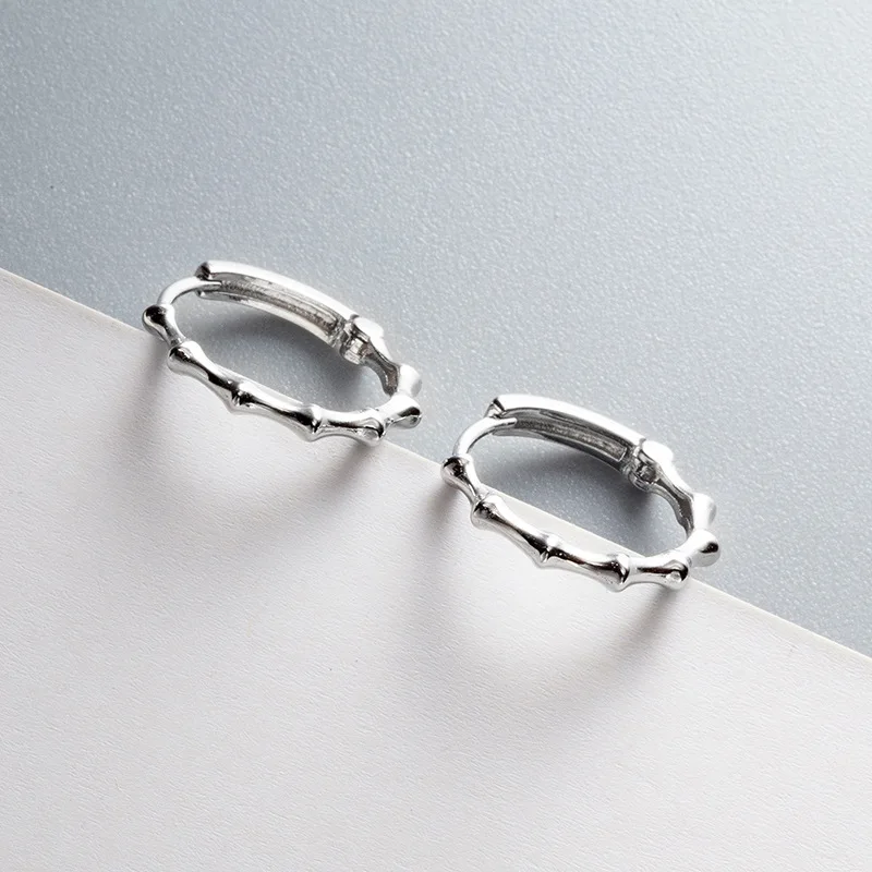Серьги из стерлингового серебра S925 с гладкими бамбуковыми элементами креативные