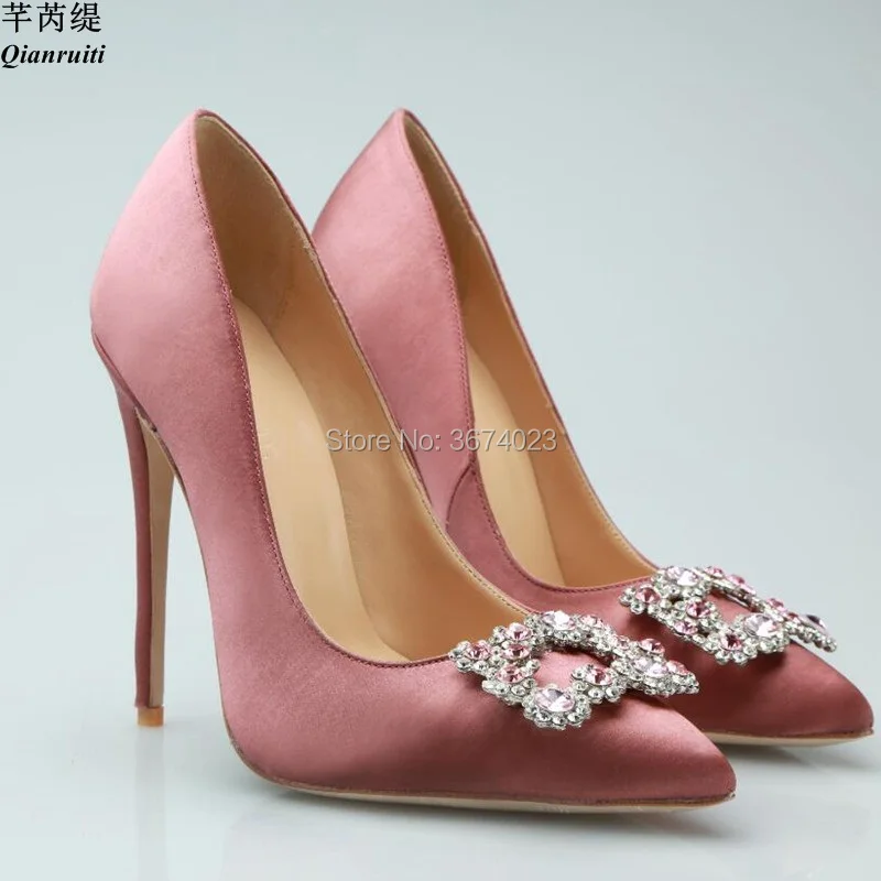 Qianruiti sapato feminino/женская свадебная шелковая обувь на высоком каблуке с кристаллами