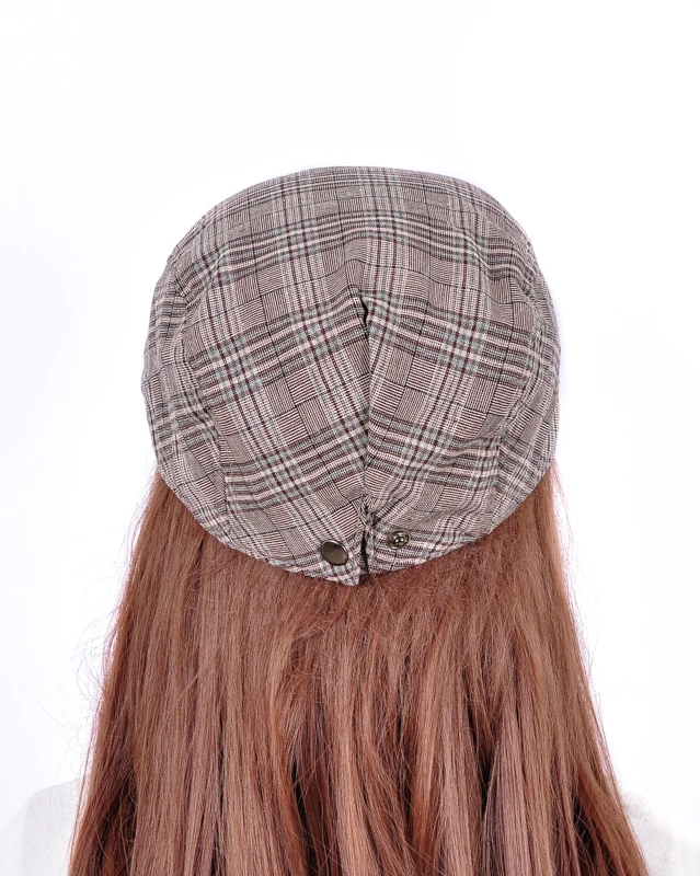 M534 Новая Женская Блестящая Кепка цвета хаки в клетку Newsboy Cabbie Costume Hat |