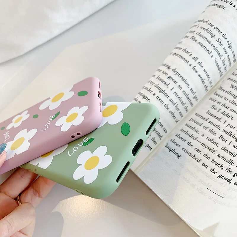 STROLLIFE Ins Little Daisy Phone Case for IPhone XS Max XR Fresh Summer Lovely Cover 6 X 7 8Plus Matte Soft TPU Shell |