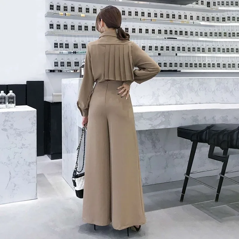 TWOTWINSTYLE Повседневное брюки с широкими штанинами женские пояса нерегулярным