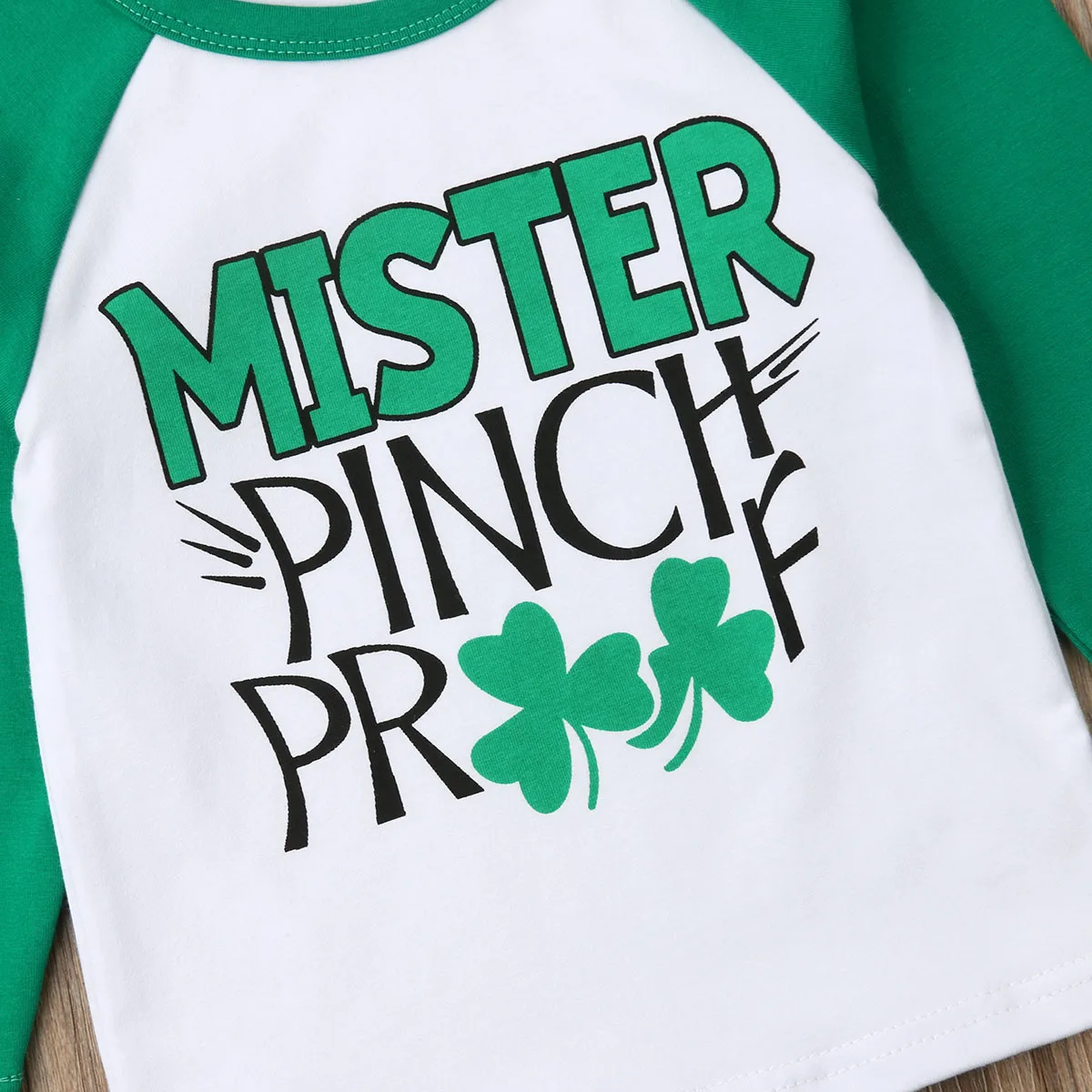 St. Patrick's Day Casual Toddler Baby Boy T-Shirts Long Sleeve Letter Print Pullover Cotton Tops Outfit 6M-5Y | Детская одежда и