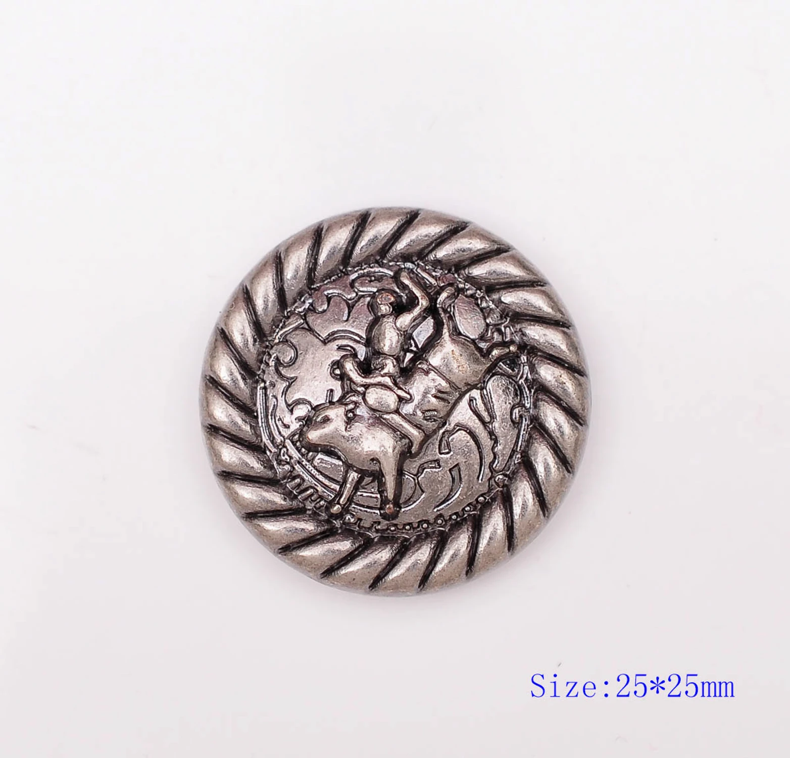 25*25mm 1&quot Antique Silver/Brass Western Cowboy Bull Rider Rodeo Horse saddles Leathercraft Belt Bag Shoe Concho Button Lot 10pcs |