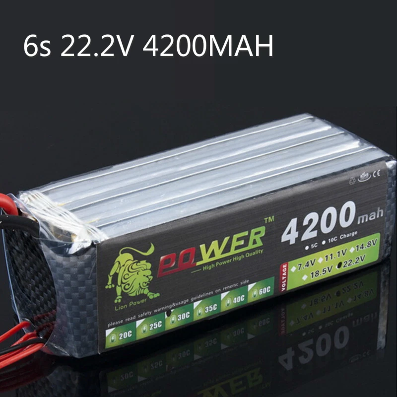 

Lion Power 22.2V 4200MAH Lipo Battery 30C to 35C For remote control helicopter and RC Car 6S Lipo 22.2 V 4200 mah T/XT60 Plug