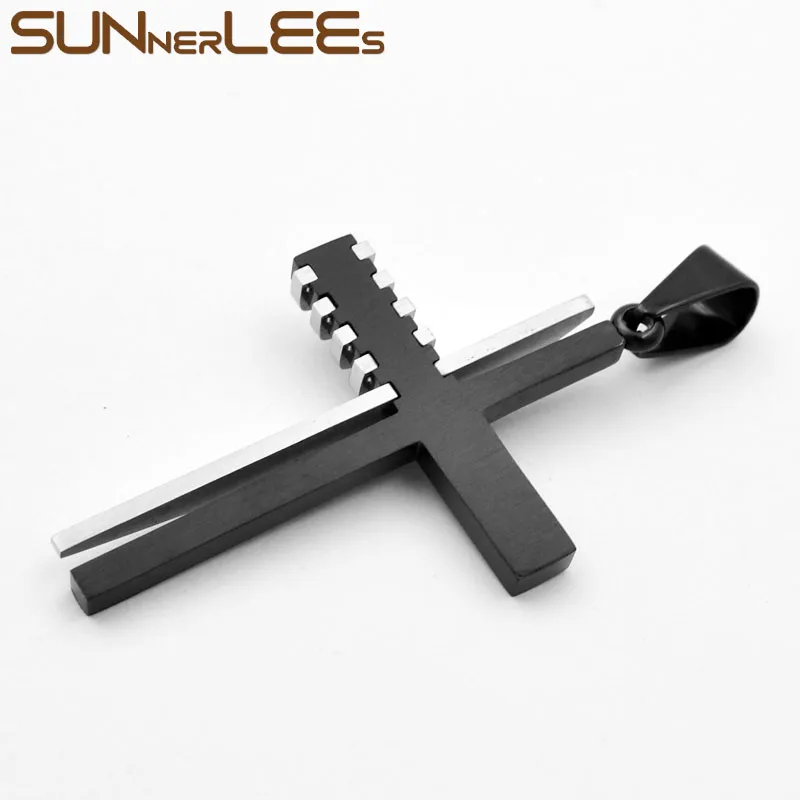 SUNNERLEES Jewelry Stainless Steel Jesus Christ Cross Pendant Necklace Silver Color Gold Plated Link Chain Men Women Gift SP241 | Украшения