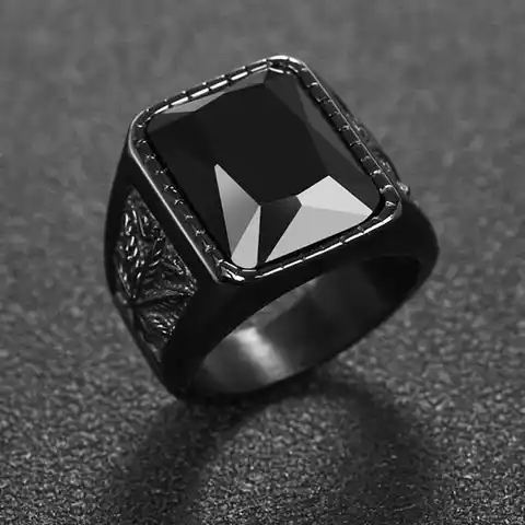 Кольцо-печатка мужское из титановой стали кольцо с красным камнем, в стиле рок/панк