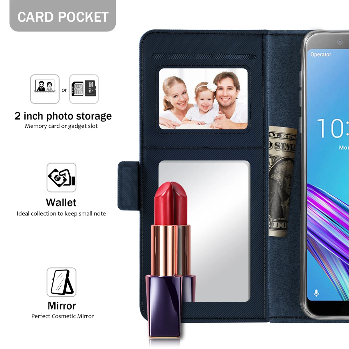 Чехол для Asus ZenFone Max Pro M1 ZB601KL ZB602KL откидной зеркальный чехол с поворотным слотом
