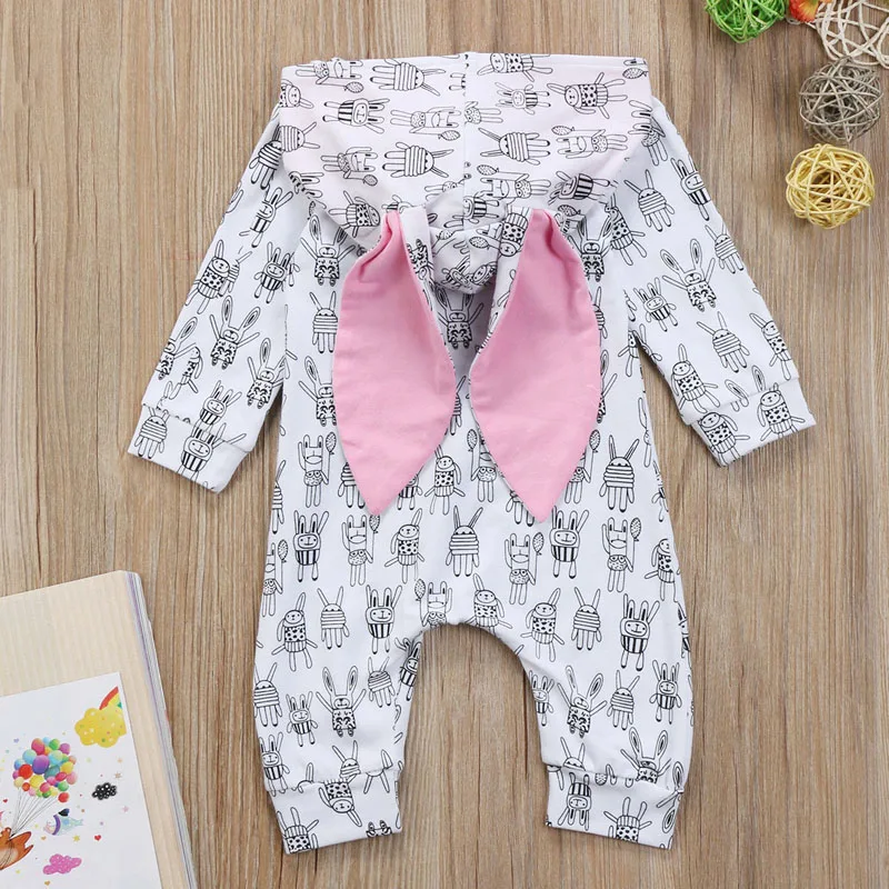 Pudcoco/комбинезон для новорожденных девочек и мальчиков с заячьими ушками