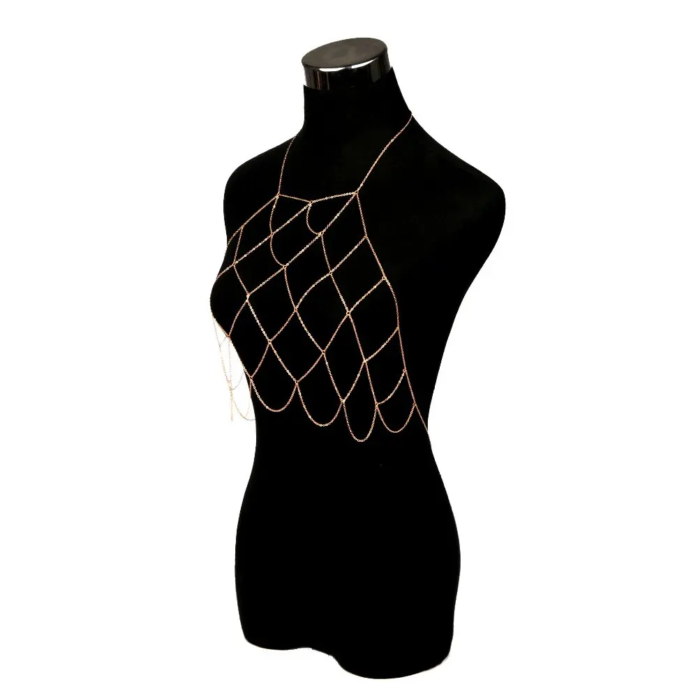 Женская Halterneck сетки тела цепь Bralette бикини ожерелье бюстгальтер живота|Украшения