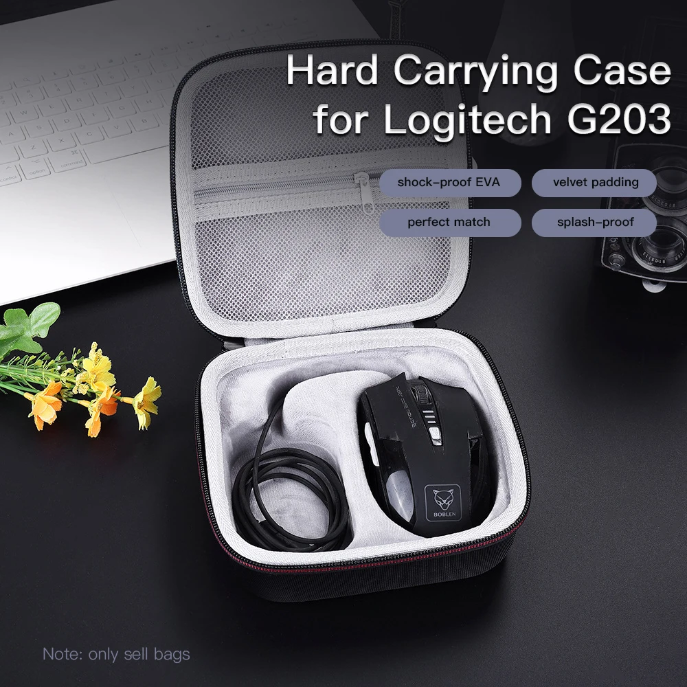 

Жесткий чехол EVA для Logitech G203, водонепроницаемая сумка для переноски мыши с мягкой внутренней подкладкой, ударопрочная сумка для мыши с сетча...