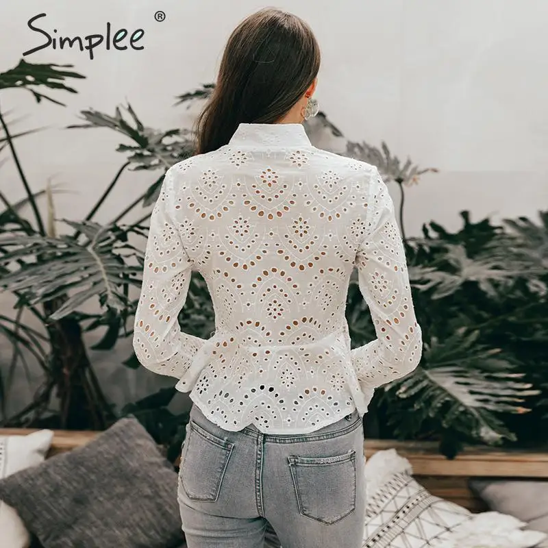 Женская ажурная блузка Simplee с вышивкой винтажные хлопковые блузки и топы со