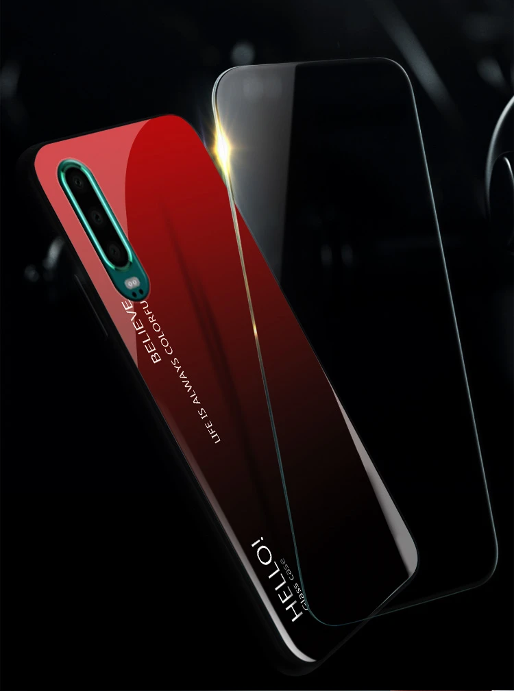 Чехол для Huawei P30 чехол из закаленного стекла Lite чехол-бампер с градиентным цветом