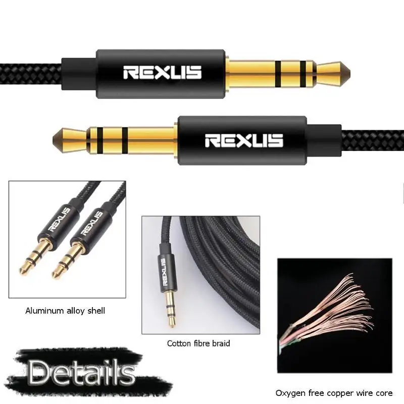 Аудиокабель REXUS с позолоченным штекером и 3 5 мм | Электроника