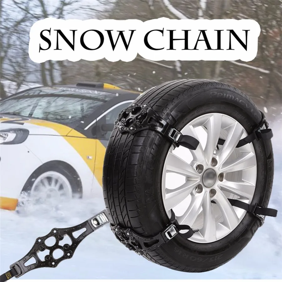 

4Pcs Car Wheel Tire Snow Chains Anti-Skid Non-slip PTU for tire width 165mm-265mm Black/Yellow Random