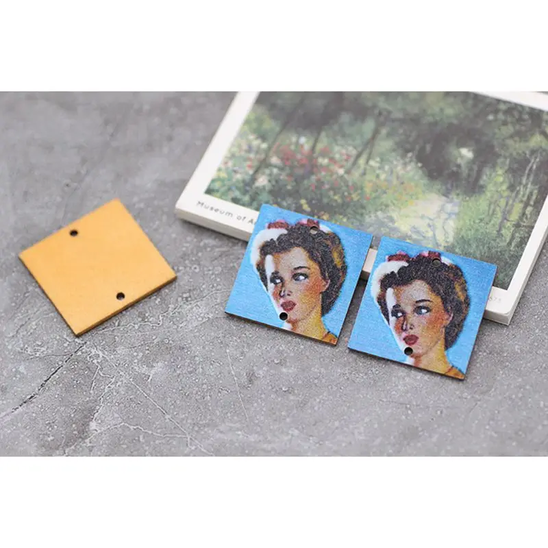 12 шт. картина маслом дерево чип Diy серьги ювелирные изделия Аксессуары материал