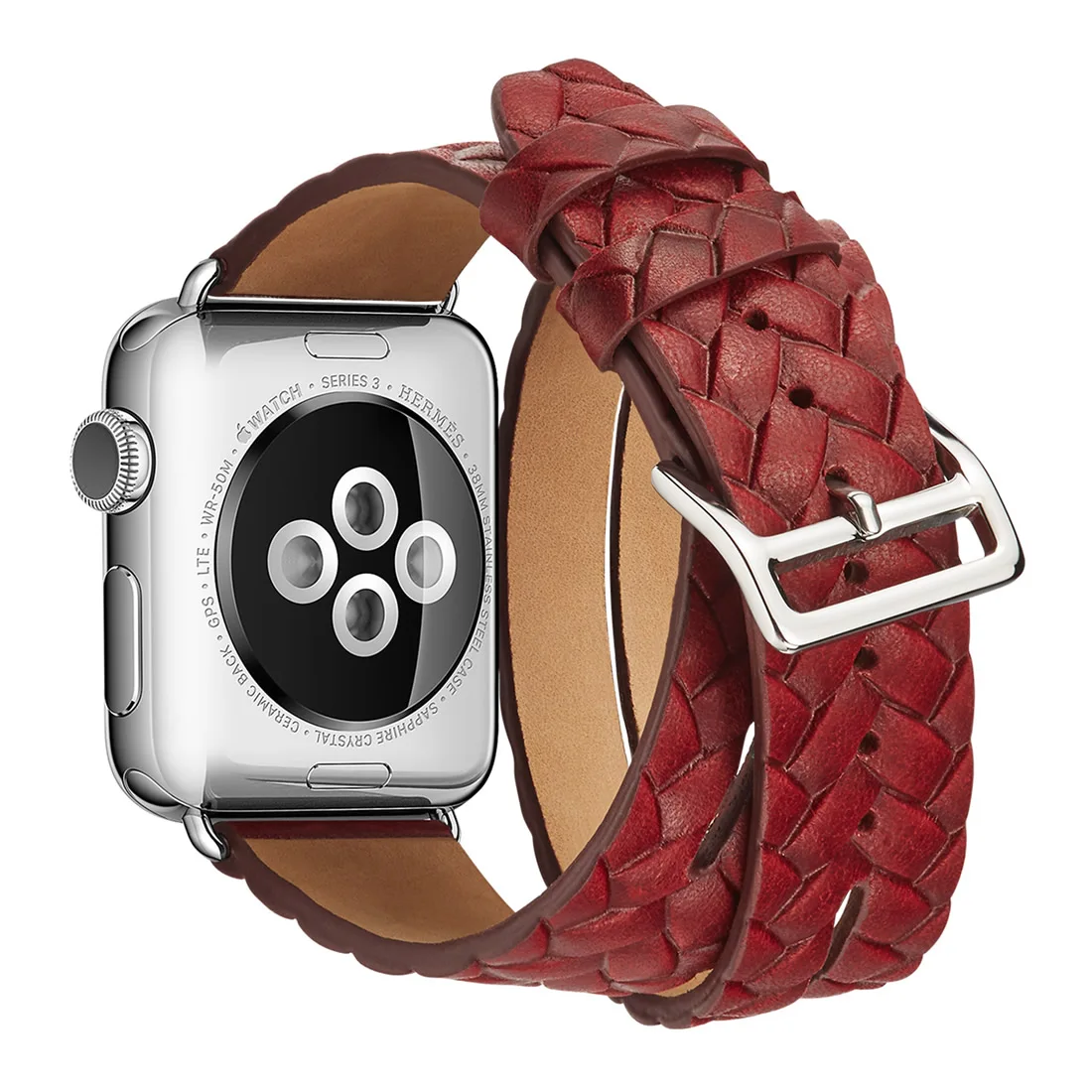 Кожаные браслеты для часов Apple Watch Double Слои ткачество Wtistbands с пряжкой ремешок