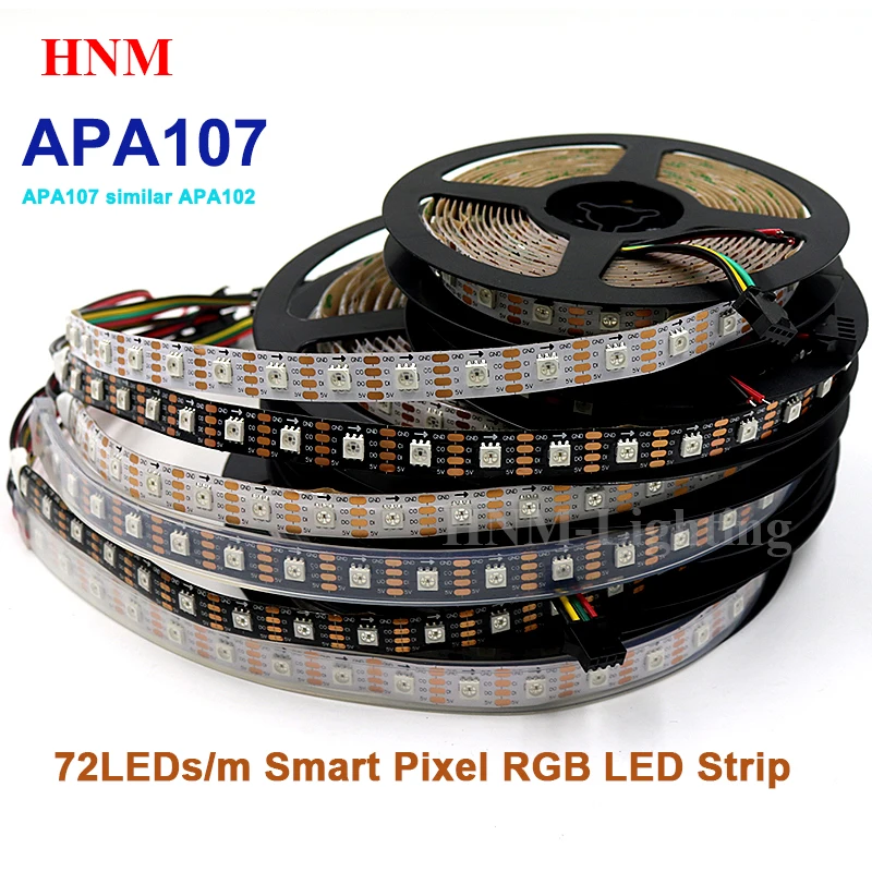 5 м 72 светодиодный s/M APA107 цифровой полосы 5050 SMD адресуемых пикселей гибкие
