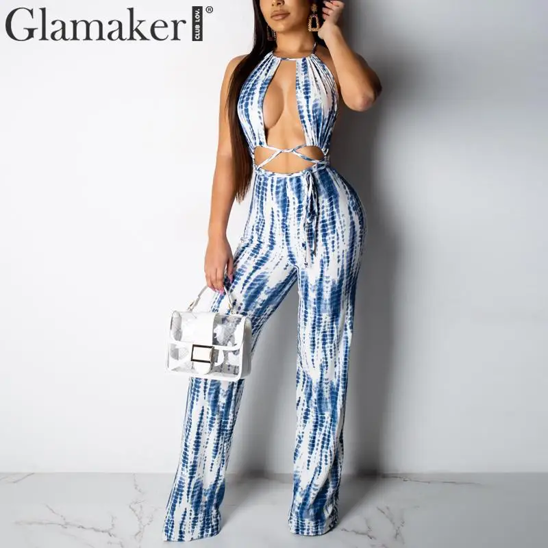 Женский комбинезон с широкими штанинами Glamaker элегантный облегающий длинный