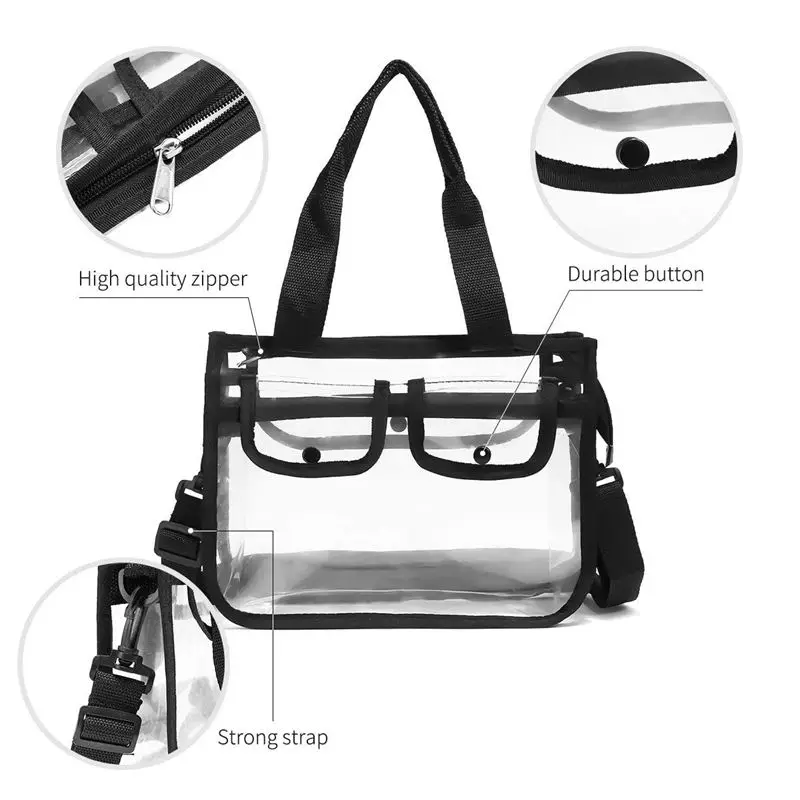 Clear Cross-Body Shoulder Bag,Toiletry Organizer Wash Bag Stadium Approved Purse images - 6