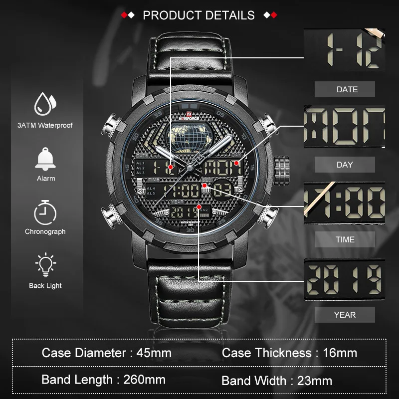 NAVIFORCE мужские роскошные брендовые деловые часы спортивные кварцевые военные