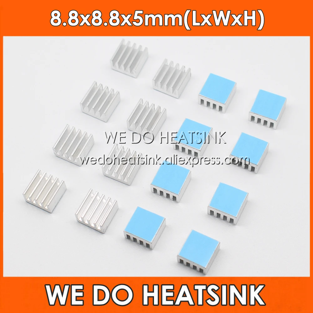 

WE DO HEATSINK Silver Aluminum Heatsink 8.8x8.8x5mm with 3M 8810 Thermally Conductive Adhesive Tapes