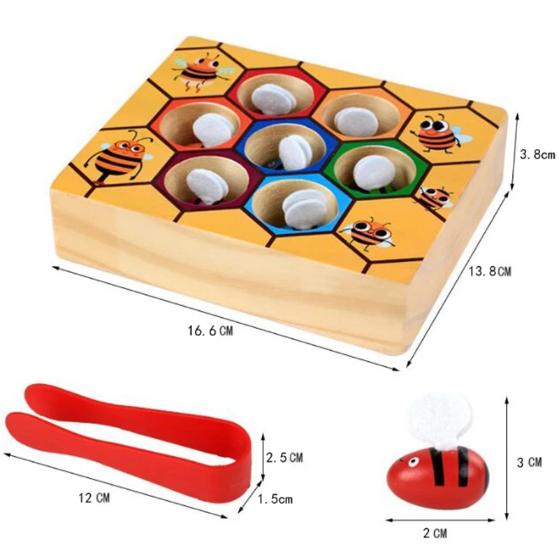 Children Clip Beehive Games Intelligence Color Cognition Toys Small Bee Toy Wooden Early Childhood Education play hous | Игрушки и хобби