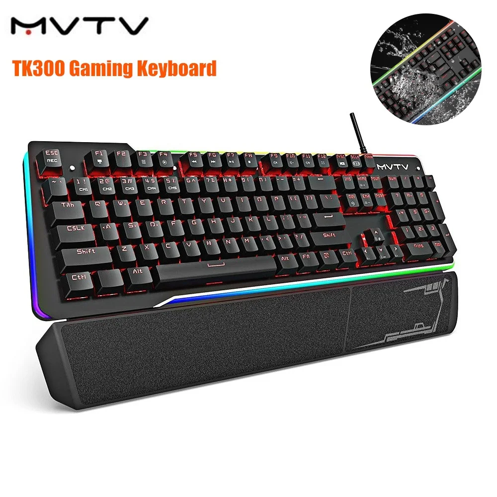 MVTV TK300 IPX8 Водонепроницаемая Механическая игровая клавиатура USB Проводная RGB