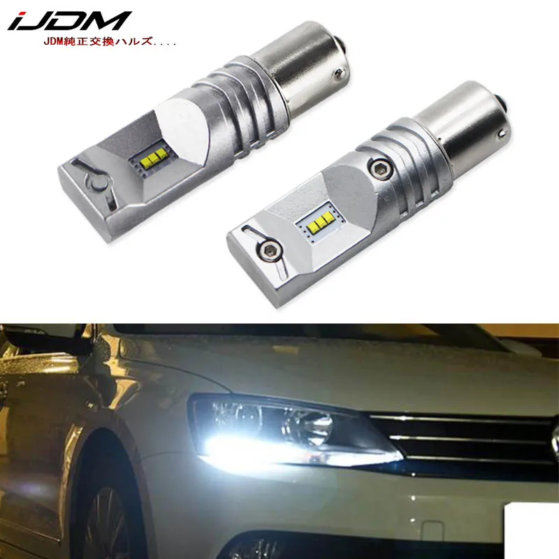 IJDM 6000K белый Canbus без ошибок BA15S светодиодный 1156 P21W светильник для Volkswagen MK6 дневные