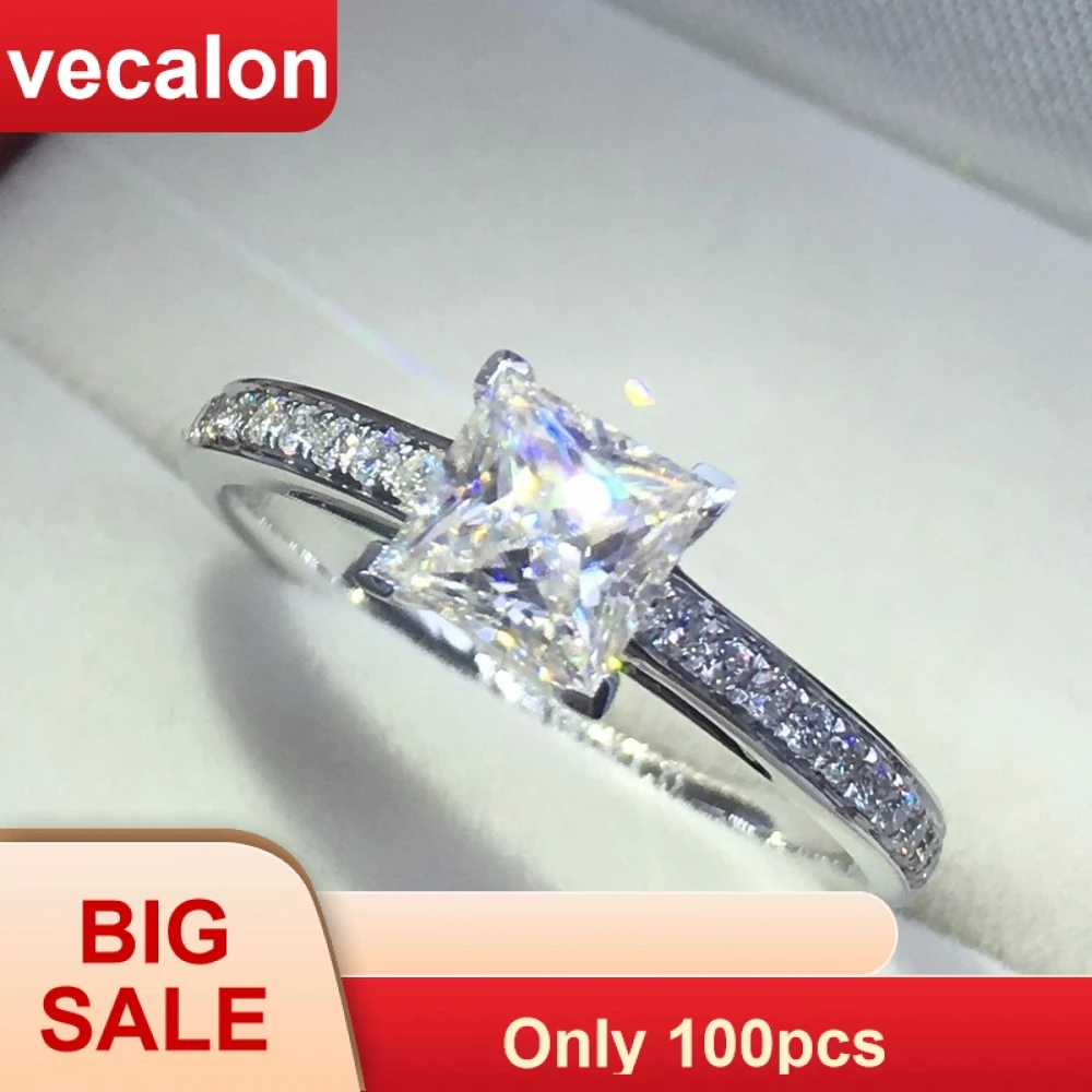 Женское кольцо из серебра 925 пробы с фианитом 2 карата|wedding band ring|band ringwomen fashion rings |