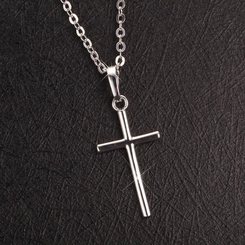 New Latin Cross Charm Necklace Simple Silver Color Pendant Chain Women Girls Fine Jewelry Gift | Украшения и аксессуары