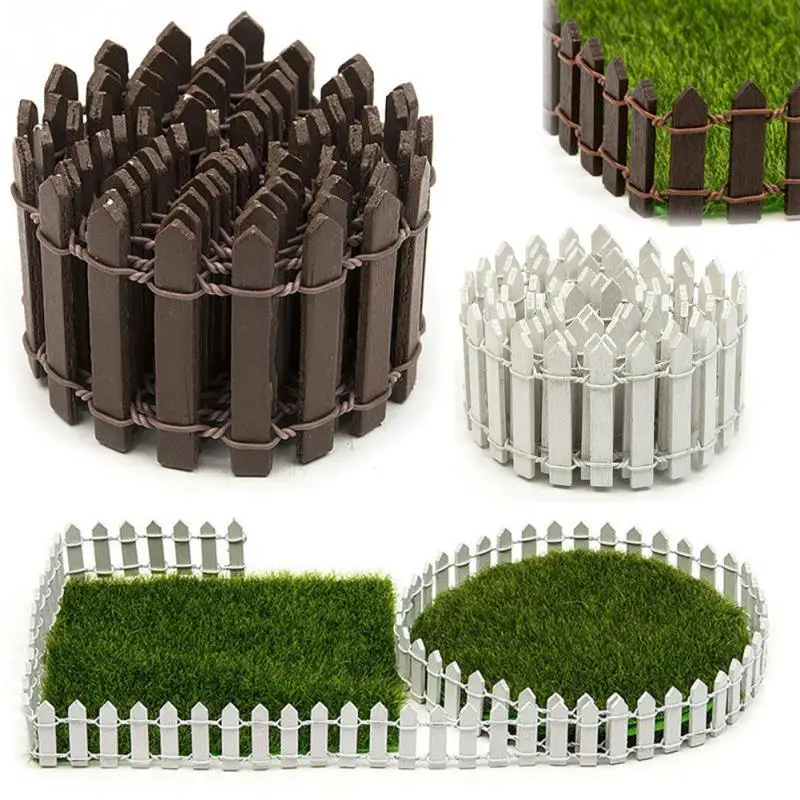

100*5cm/100*3cm Miniature Small Wood Fencing DIY Fairy Garden Micro Dollhouse Gates Decor Ornament White/Coffee Colors