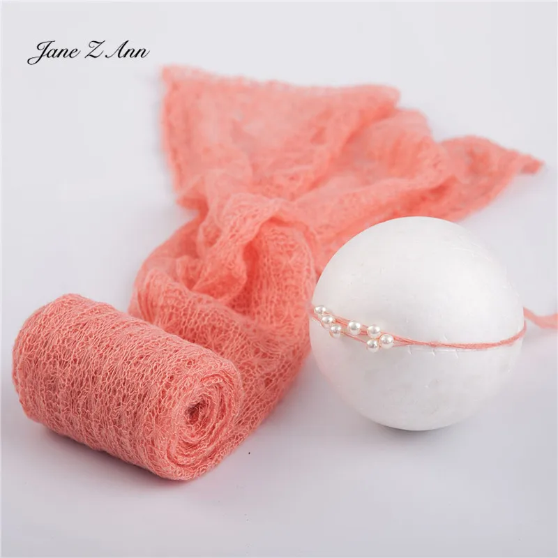 

Jane Z Ann Newborn baby studio photo prop infant summer mohair wrap with Headwear studio shooting accessories 40X150cm