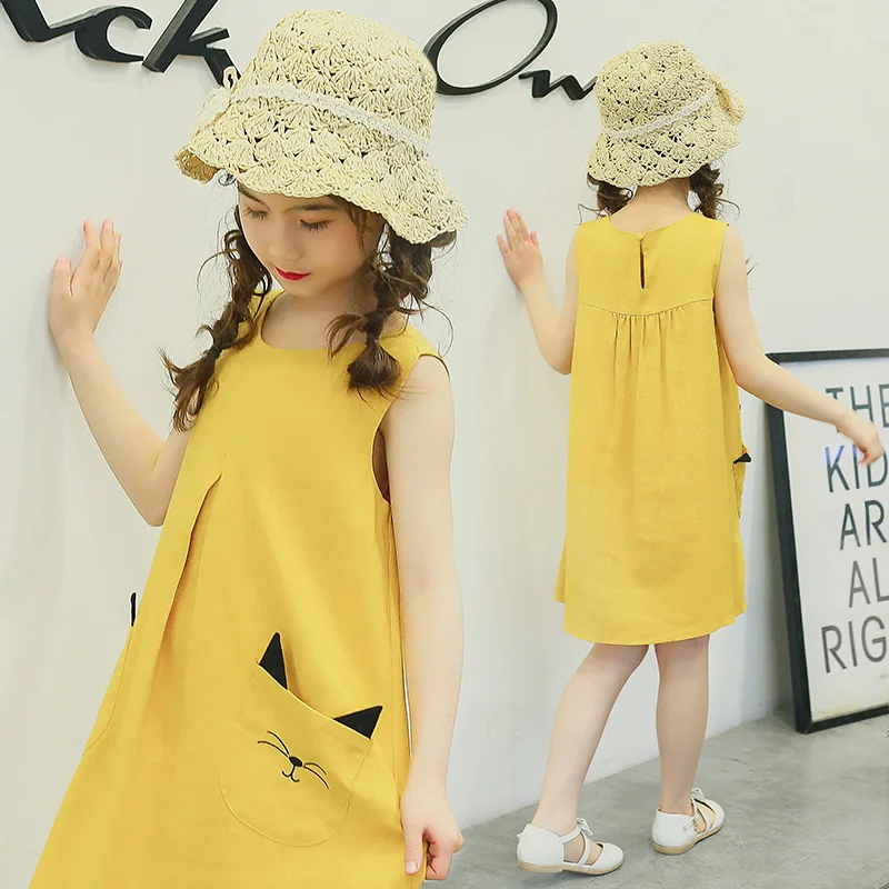 Girls dress summer new cotton cartoon casual sleeveless 3-12 children's clothing | Детская одежда и обувь