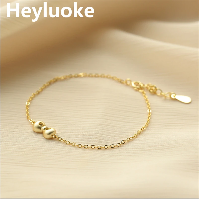 HEYLUOKE 100% Модные женские ювелирные изделия Золотой бант браслет 19 см для подарка