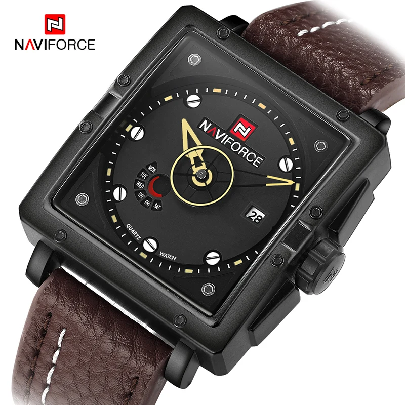 NAVIFORCE Men Quartz Sports Watches Fashion Top Brand Leather Strap Creative Waterproof Wristwatches Man Clock Relogio Masculino | Наручные