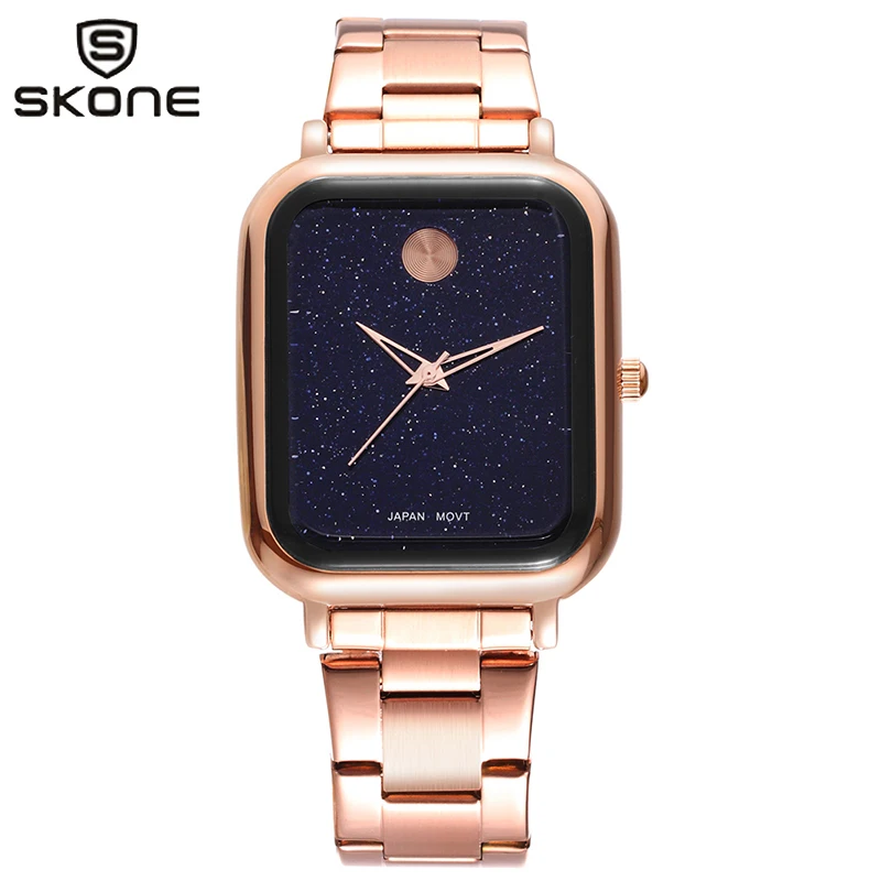 SKONE звездное небо часы женские reloj mujer квадратный браслет из нержавеющей стали
