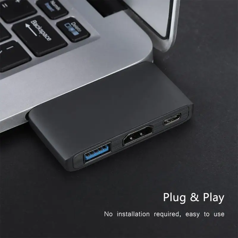 Адаптер для смартфона USB3.1 Type C к HDMI USB3.0 адаптер телефона 3-в-1 Портативный USB-C