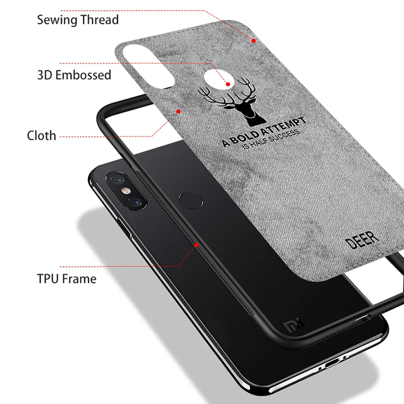 Тканевый текстурный чехол с оленем для телефона Xiaomi mi a2 8 lite light 9 redmi 7a note 7 6 pro чехлы