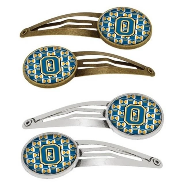 Carolines Treasures CJ1077 OHCS4 Letter O football Blue & Gold заколки для волос 0 75x0 25x2 25 дюймов. Набор из