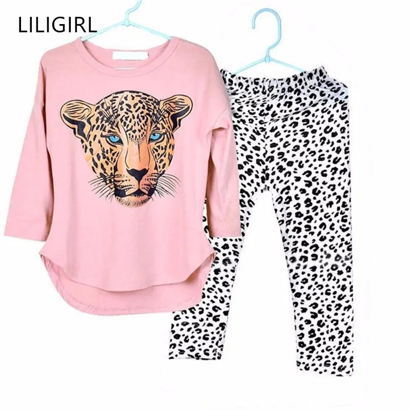 LILIGIRL/комплекты хлопковой одежды из 2 предметов для маленьких девочек детский топ