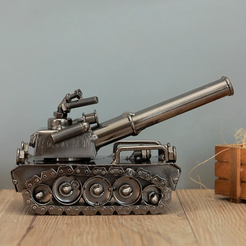 European Retro Zinc Alloy Tank Model Ornaments Children Toy Vintage Home Office Desktop Crafts Gifts | Дом и сад