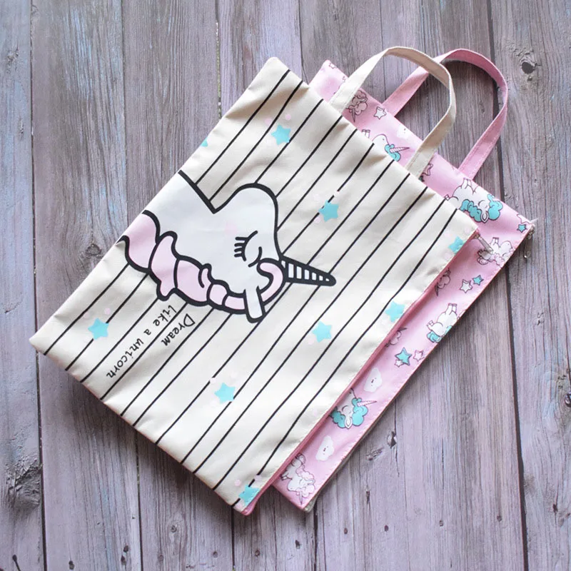 1 шт. милые пеналы единорога Kawaii холст портативные для ручек высокой емкости