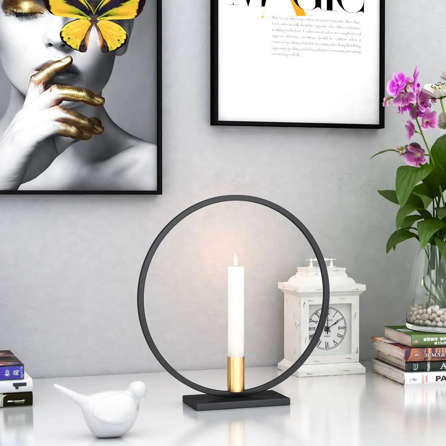 Metal Candle Holders Black Rack Round Iron Candlestick Home Christmas Party Table Centerpiece Decoration 5 Orders | Дом и сад