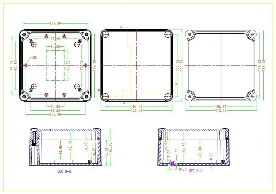 120*120*61mm IP68 waterproof plastic electronic enclosure ABS circuit board project box electrical supplies housing DIY casing |